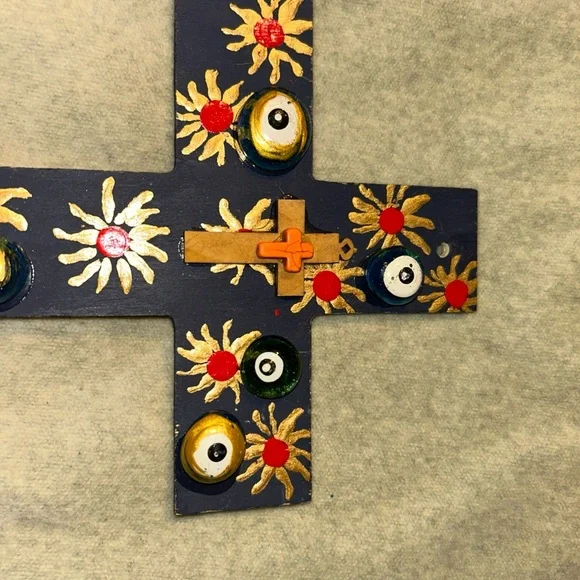 Evil Eye & Sun Wood  Cross - Picture 6 of 6